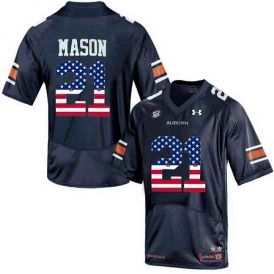 Auburn Tigers 21 Tre Mason Navy USA Flag College Football Jersey